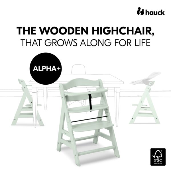 Hauck Alpha+ puidust söögitool, Mint — изображение 10