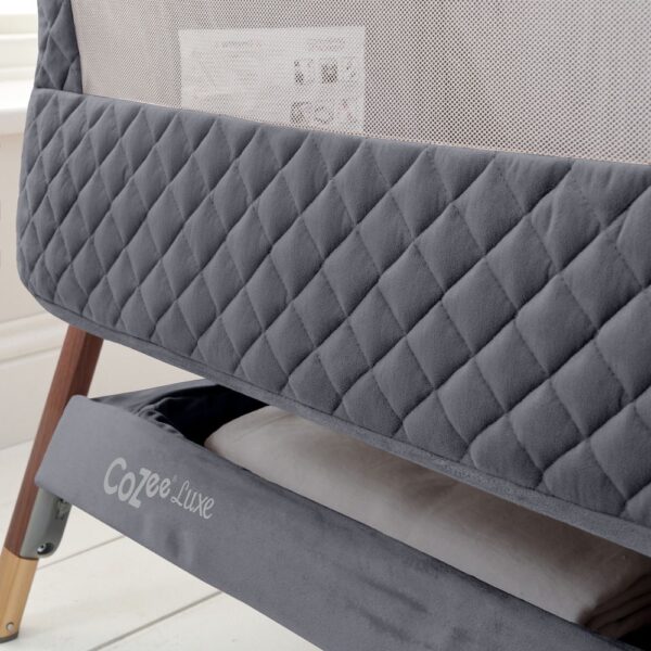 Tutti Bambini CoZee Luxe beebihäll voodi kõrvale, Walnut-Slate - Image 8