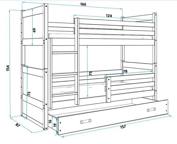 Narivoodi komplekt Rico 2L 90x200 grafiit - Image 6