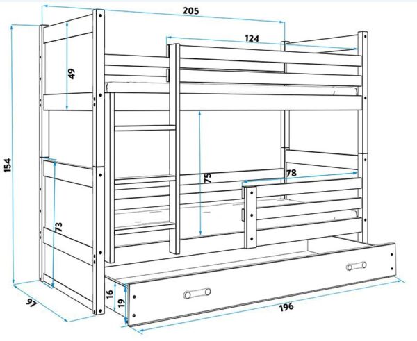 Narivoodi komplekt Rico 2L 90x200 lakk - Image 6