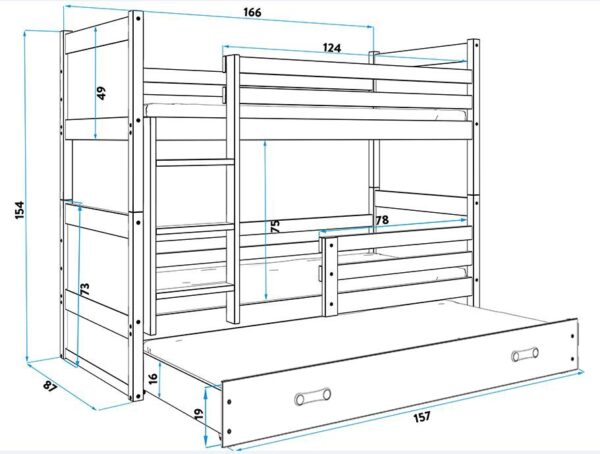 Narivoodi komplekt Rico 3L 90x200 grafiit - Image 6