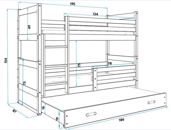 Narivoodi komplekt Rico 3M 80x190 grafiit — изображение 6