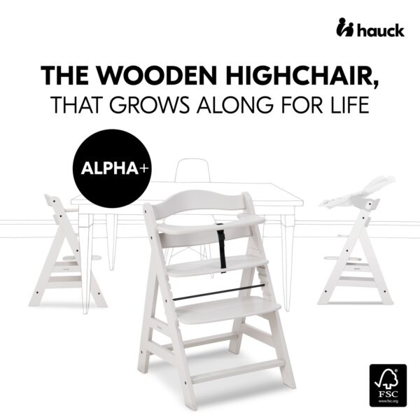 Hauck Alpha+ puidust söögitool, Creme — изображение 10