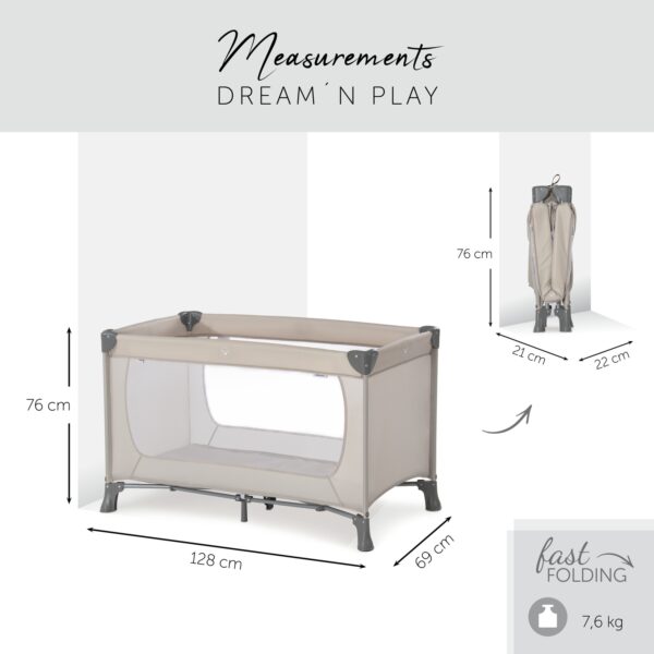 Hauck reisivoodi Dream'n Play, Beige - Image 3