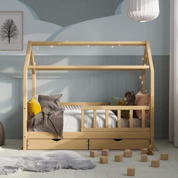 Majavoodi DreamHouse 80x160 + voodikastid, natural — изображение 2