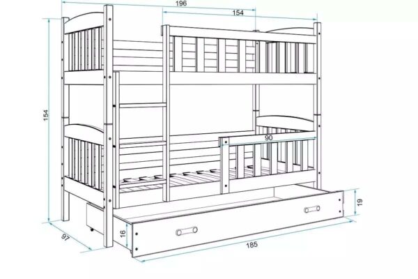 Narivoodi komplekt Kacper 2 90x190 valge — изображение 6