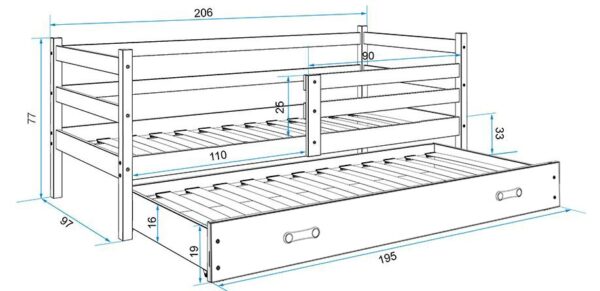 Lastevoodi ERYK lisavoodiga 90x200, grafiit — изображение 6