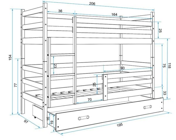 Narivoodi komplekt ERYK 2 90x200 grafiit — изображение 6