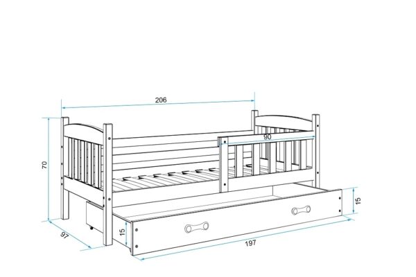 Lastevoodi Kacper voodikastiga 90x200, grafiit — изображение 6