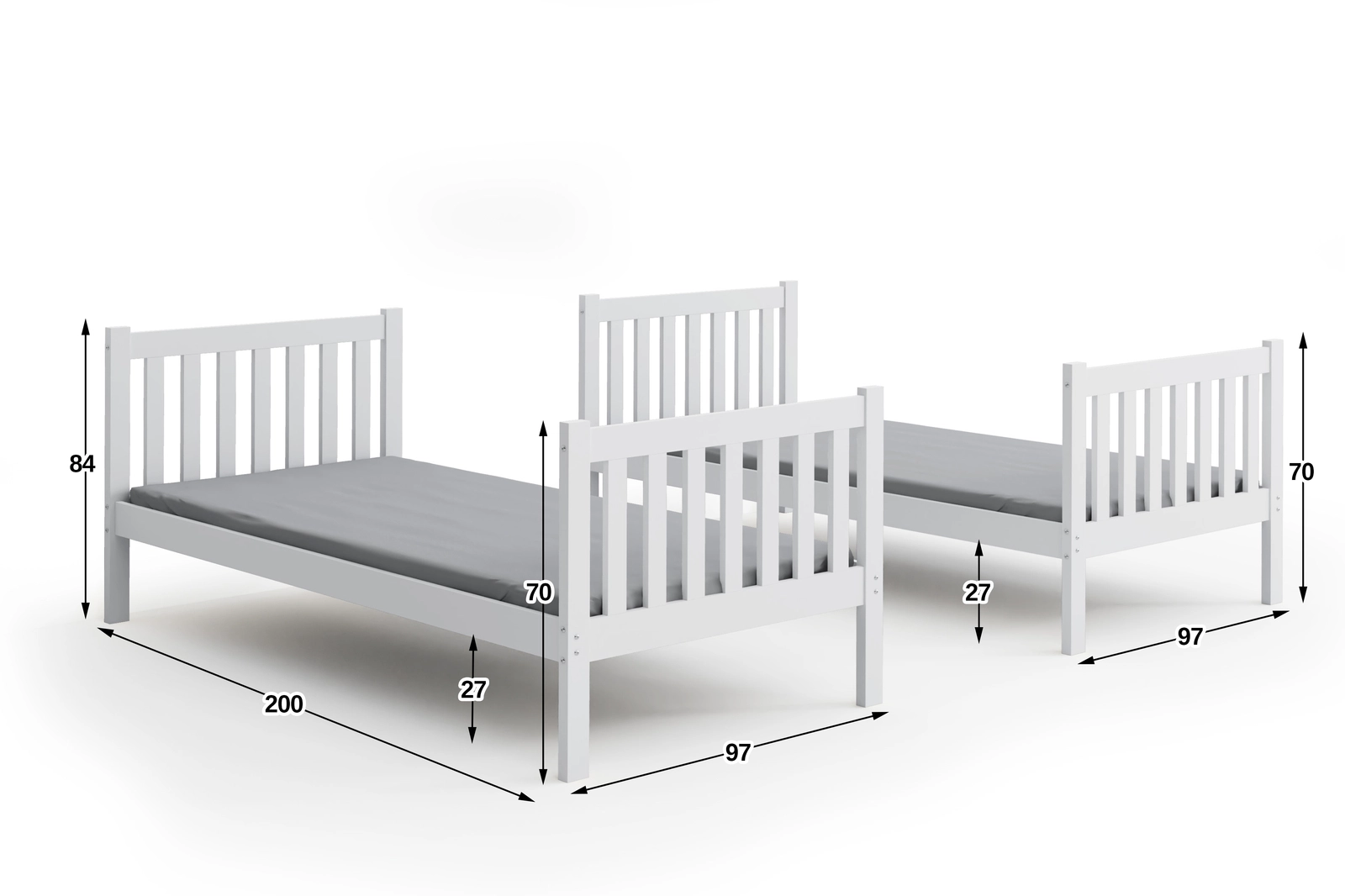 Narivoodi komplekt KACPER 2 90x200 valge — изображение 8