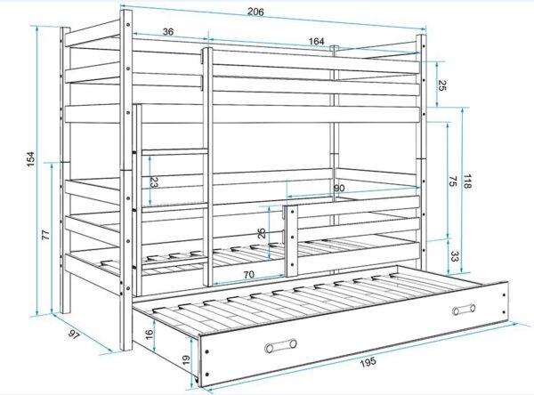 Narivoodi komplekt ERYK 3 90x200 lakk - Image 6