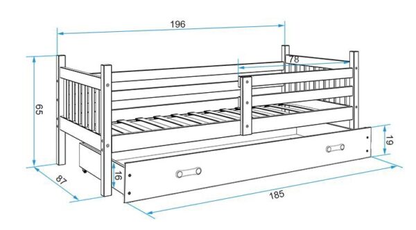 Lastevoodi Carino voodikastiga 90x200, grafiit — изображение 6