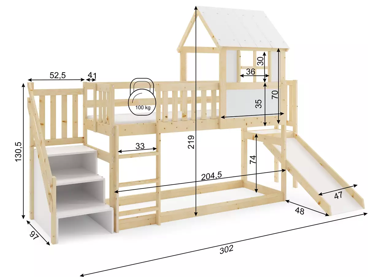 Nari majavoodi Antresola liumäe ja trepiga 90x200, natural — изображение 7
