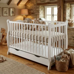 Beebivoodi Julia 60×120, voodikastiga, valge