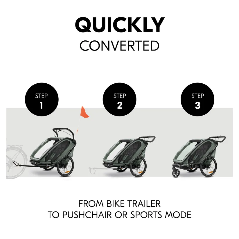 Hauck Bike N Walk Duo jalgrattahaagis 3in1, Dark Green - Image 4