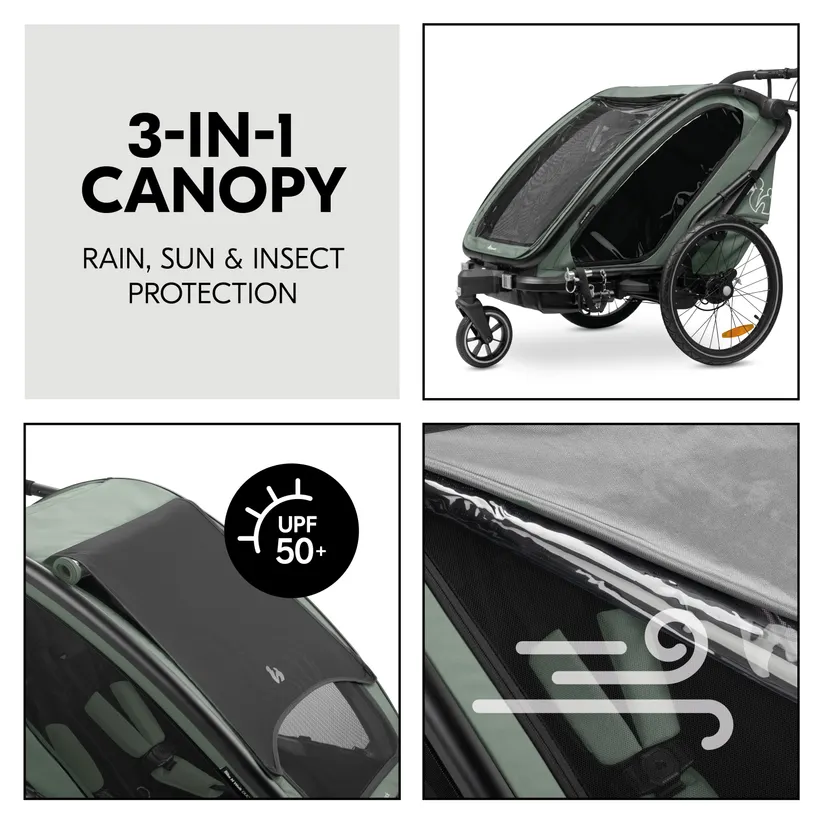 Hauck Bike N Walk Duo jalgrattahaagis 3in1, Dark Green - Image 6