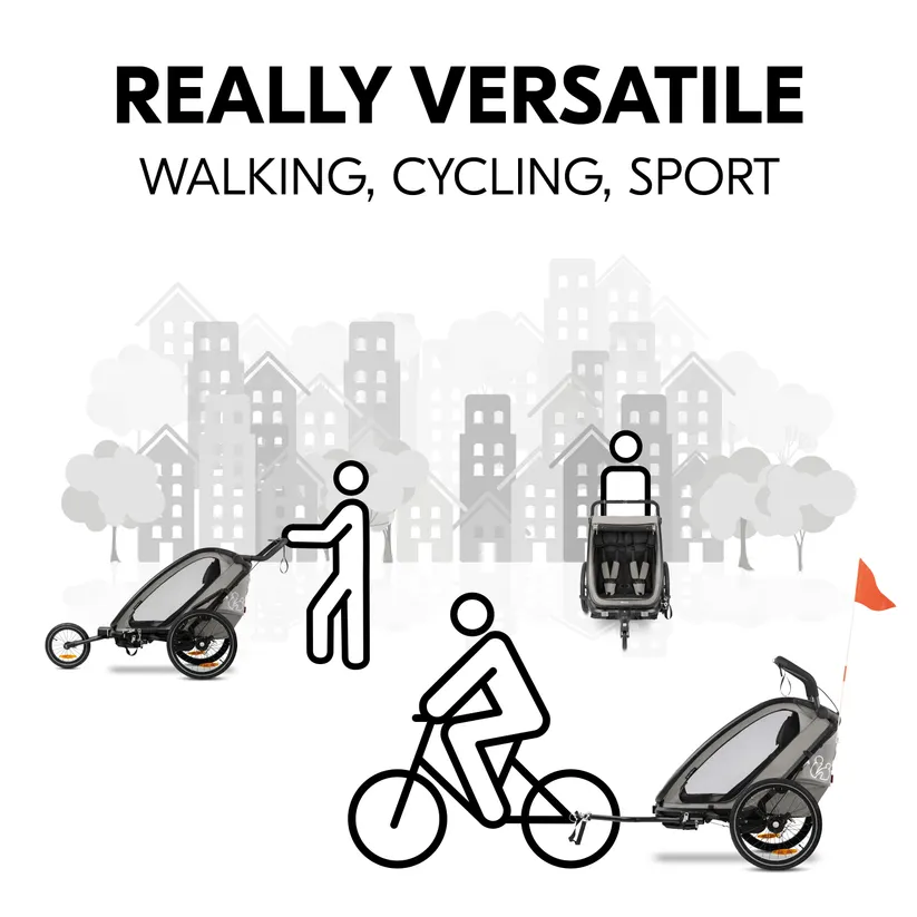 Hauck Bike N Walk Duo jalgrattahaagis 3in1, Light Grey - Image 3