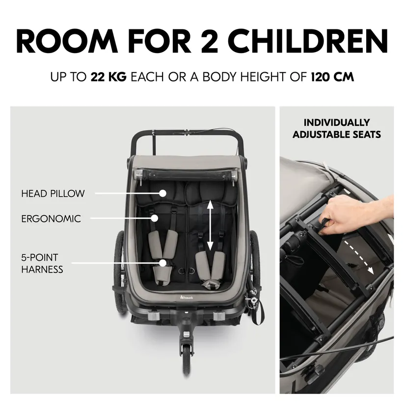 Hauck Bike N Walk Duo jalgrattahaagis 3in1, Light Grey - Image 5