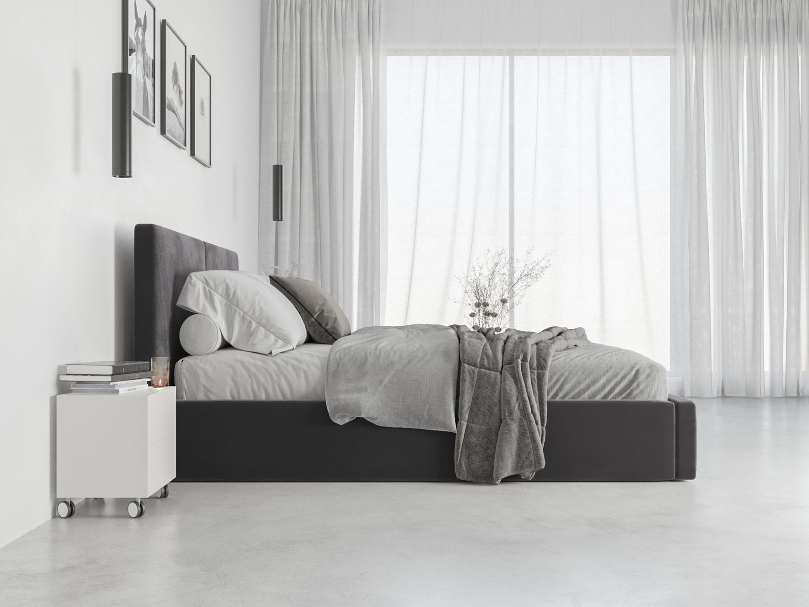 Pesukastiga voodid Hilton 160x200, Grafiit - Image 3