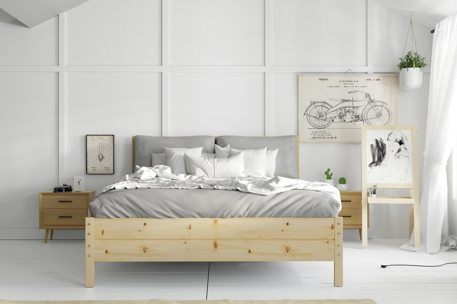 Continental voodi 180×200 panipaigaga, natural - Image 2