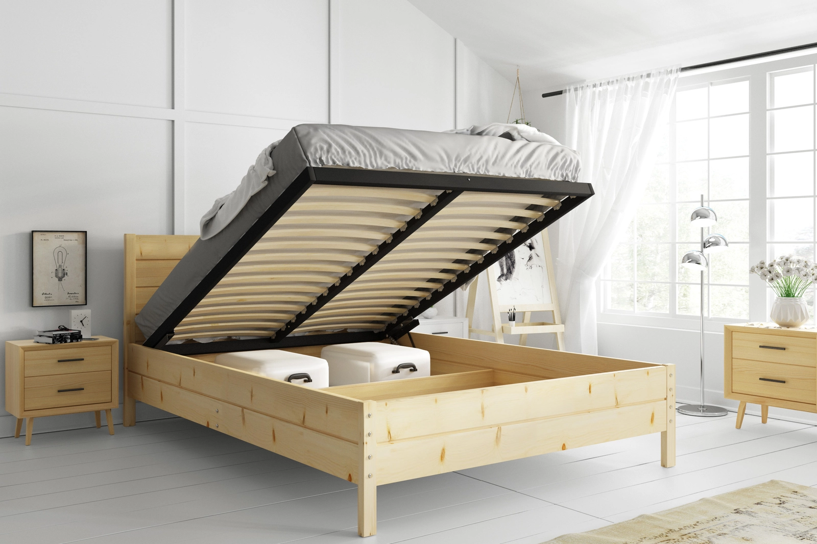 Continental voodi 180×200 panipaigaga, natural - Image 4