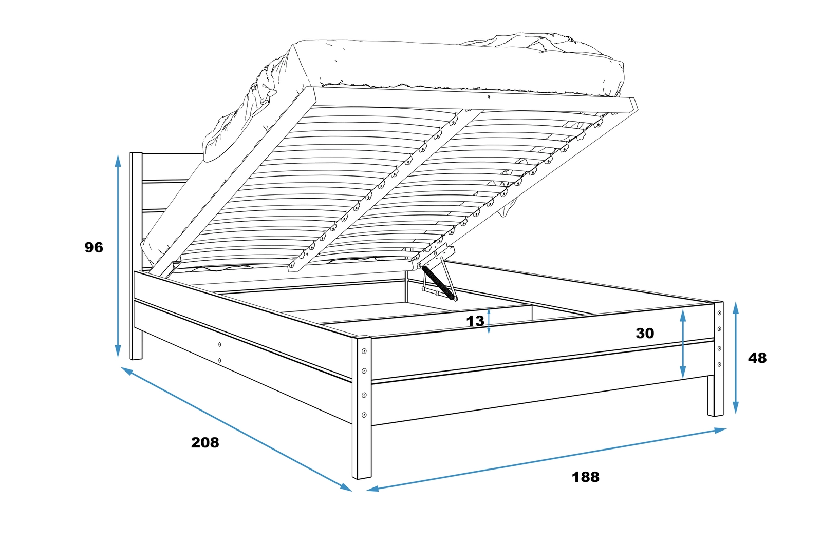 Continental voodi 180×200 panipaigaga, natural - Image 5