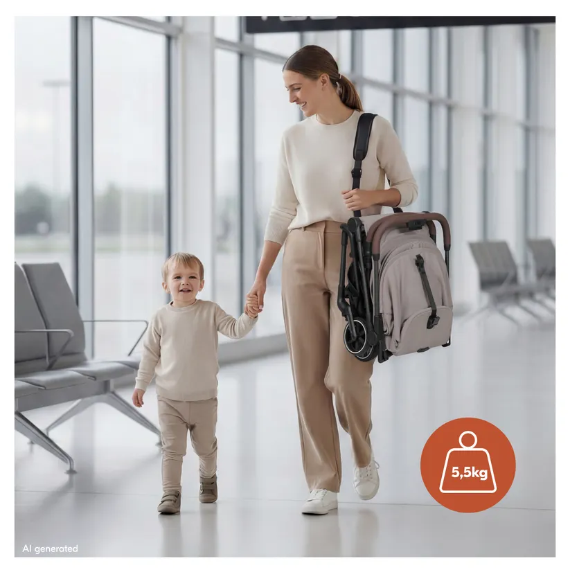 Hauck Lite N Care kergkäru, Sandy Taupe - Image 3