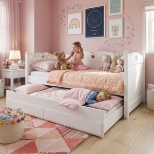 Lastevoodi BellaMia 90x200 sahtlite ja lisavoodiga, valge