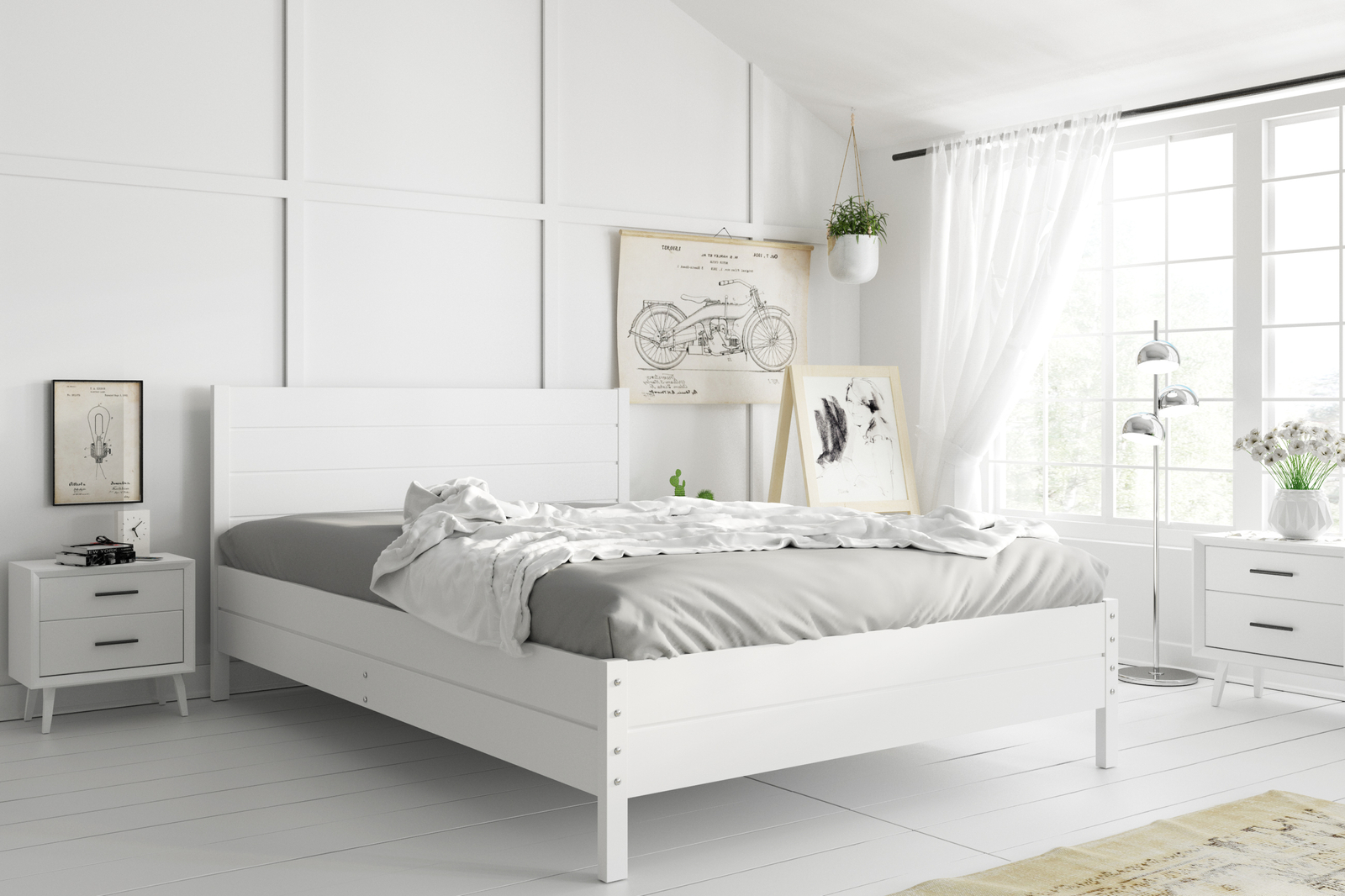 Continental voodi 140×200 panipaigaga, valge