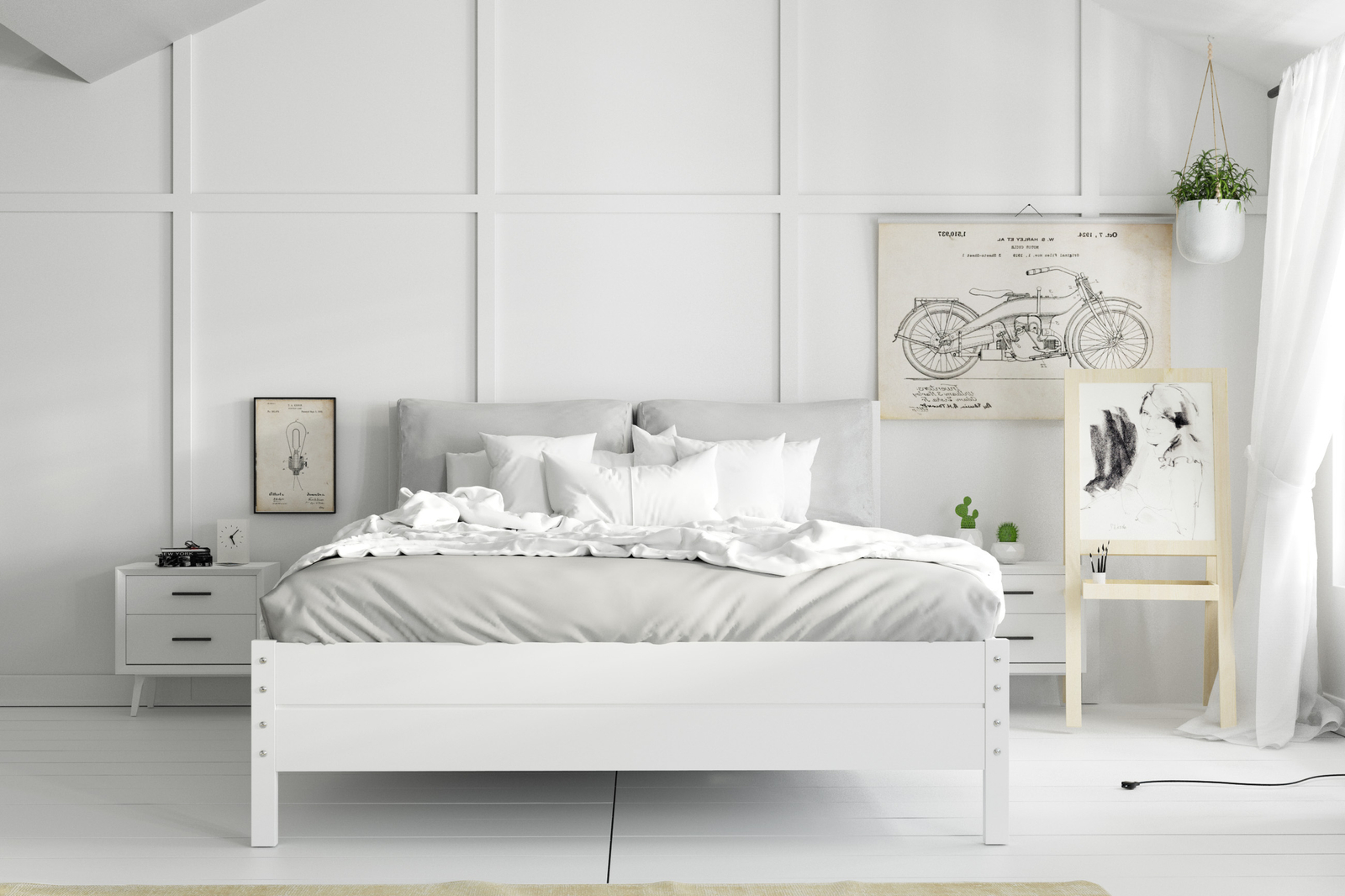 Continental voodi 140×200 panipaigaga, valge - Pilt 2