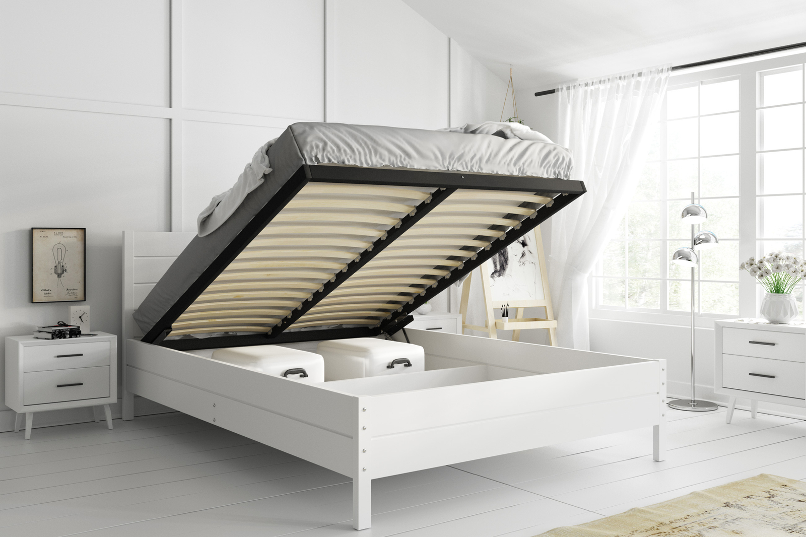 Continental voodi 140×200 panipaigaga, valge - Pilt 3
