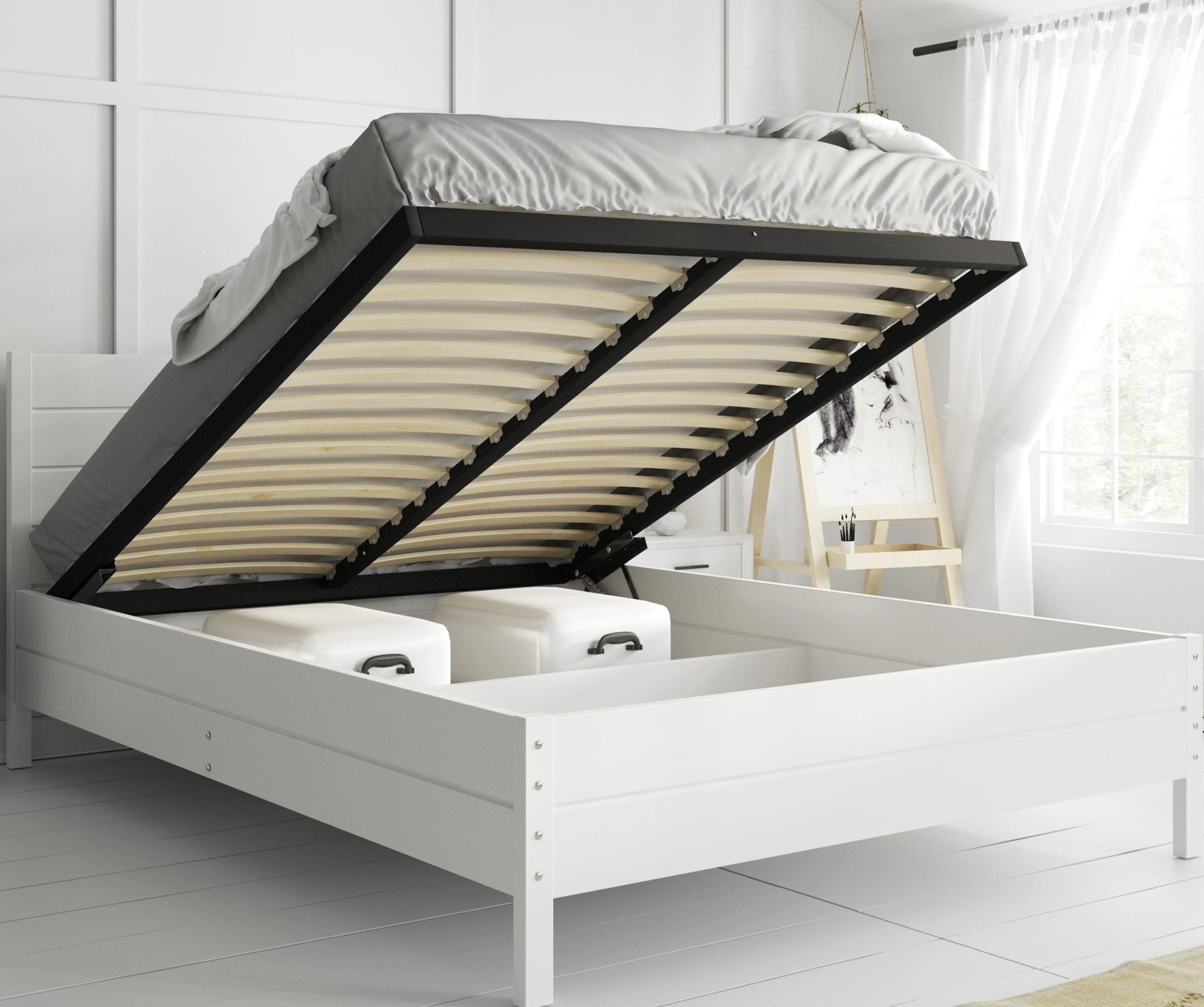 Continental voodi 140×200 panipaigaga, valge - Pilt 4